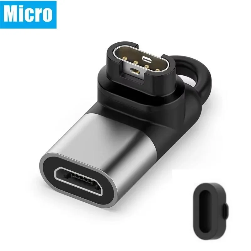 Tappo antipolvere + caricabatterie da USB a 4 pin tipo C/Micro/IOS per convertitore di ricarica per orologio Garmin Fenix 8/7/6/5/7X/6X/5X/ Venu 2 plus