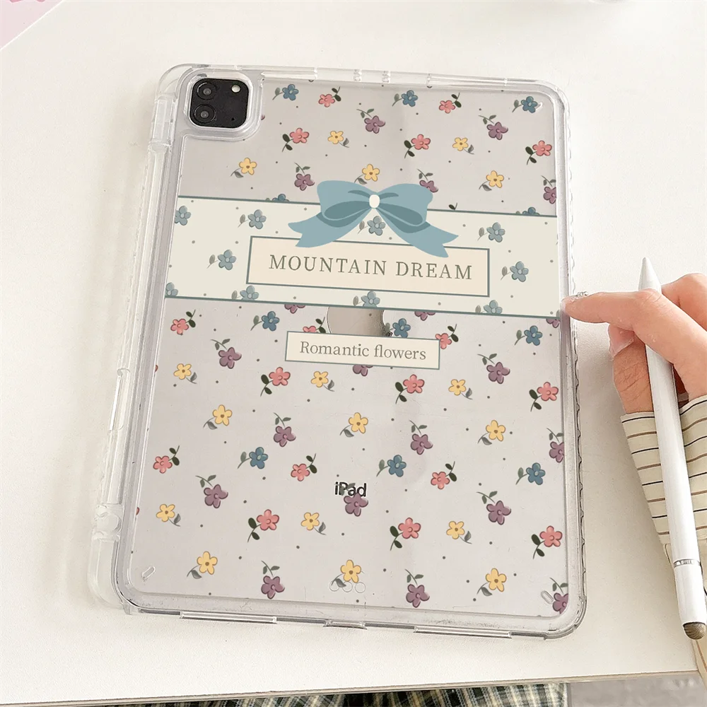 

Bowknot Floral Transparent Cover For iPad mini 6 7 10.2 9/8/7th 9.7 5/6th Air 4/5 10.9 10.5 Pro Air11 2024 2025 10th 11th Case