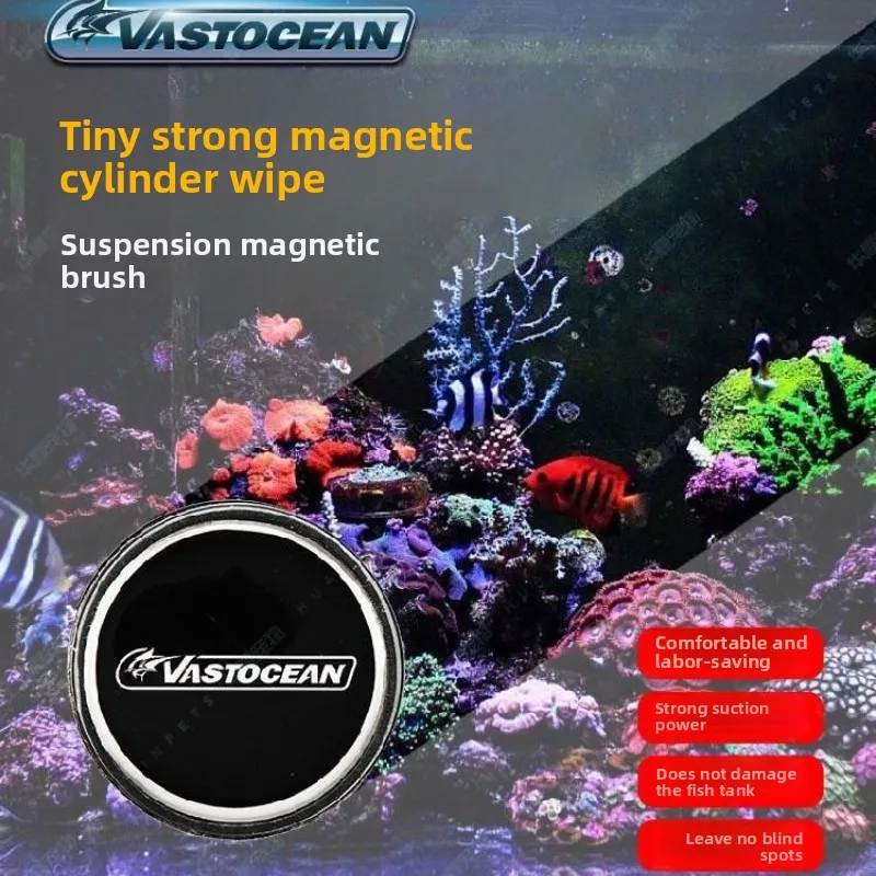 

VASTOCEAN Nano round Aquarium Magnetic Cleaner Mini Powerful Scrubber for Small Cylinder Glass Tanks with Strong Magnetic Force