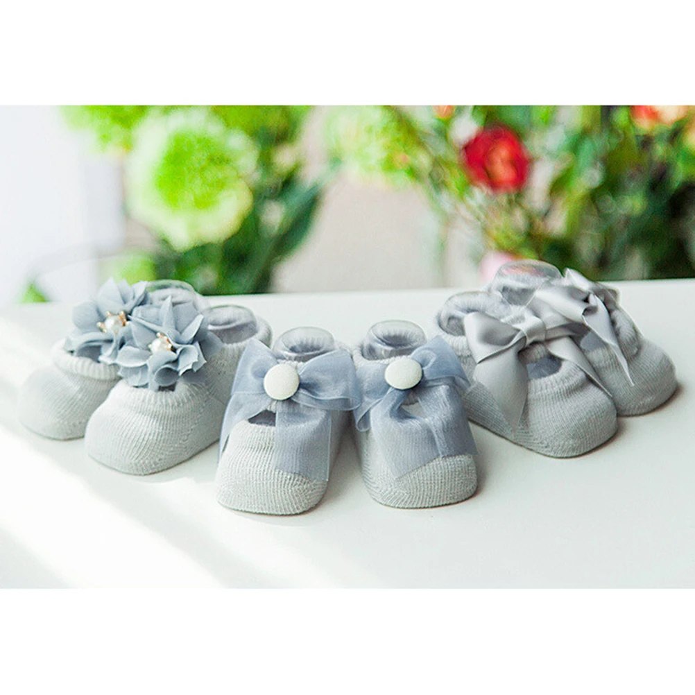 

Non-Slip Floor For 0-36 Months Toddler Cotton Socks Soft Breathable Walking Socks Spring Autumn Grey