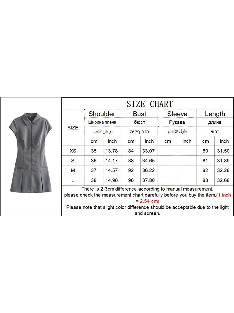 TRAF 2024 Women Summer Elegant Slim Mini Dresses Fashion Office Lady Turn Down Collar Dress Casual Zipper Dress