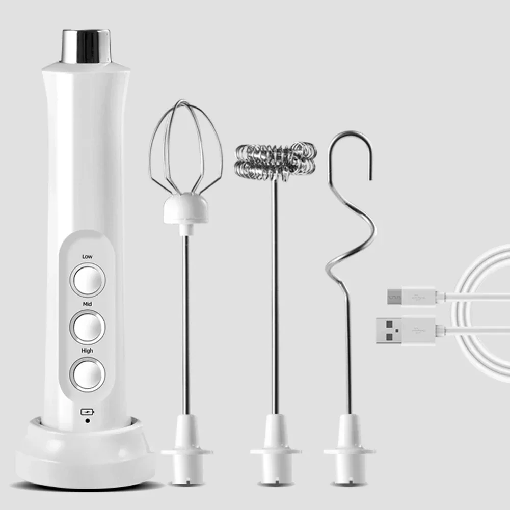 USB 전기 우유 거품기, 3 거품기 USB 충전기, 거품 메이커, 커피 거품기, 3 가지 모드, 휴대용 계란 비터 믹서, 음료 믹서기