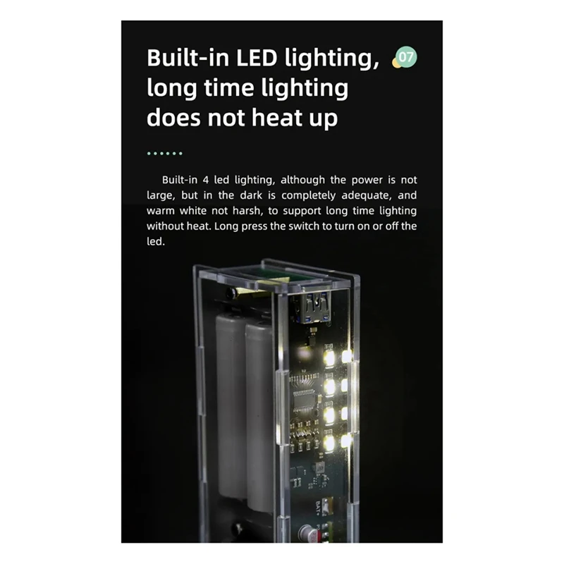 Smart-Two Way PD 45W 20000Mah Geen Lassen LED Licht Digitale Display Transparante Punk Batterij Snel opladen Power Bank Case