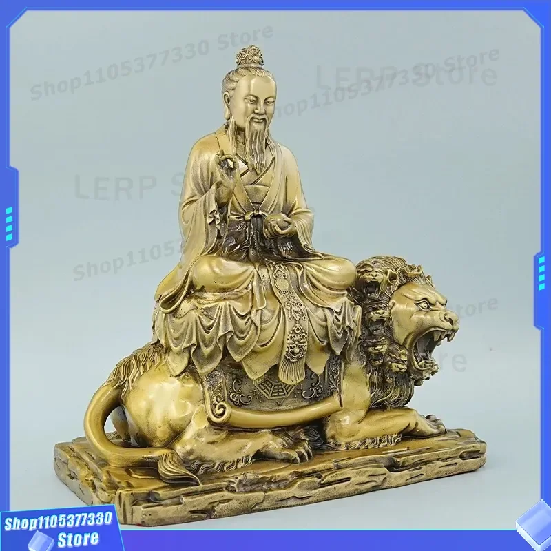 Taiyi Tianzun Brass Statue Real Copper Cast Figure Taoist Deity Ornament for Home Desktop Decoration Spiritual Feng Shui Gift