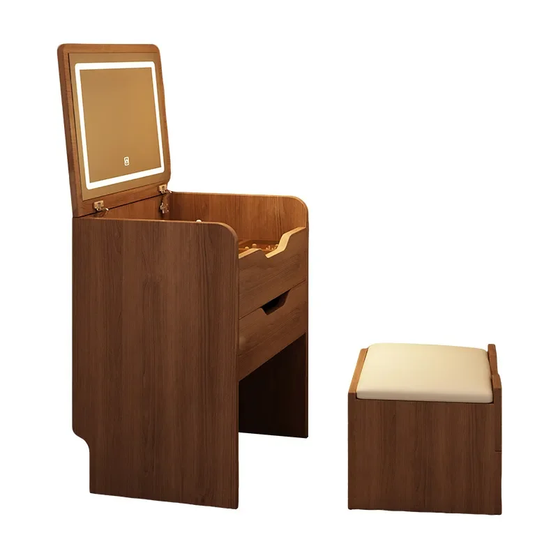 for Flip Dresser Bedroom Modern Simple Bedside Table Storage Cabinet Integrated Small Makeup Mirror Makeup Desk view 5