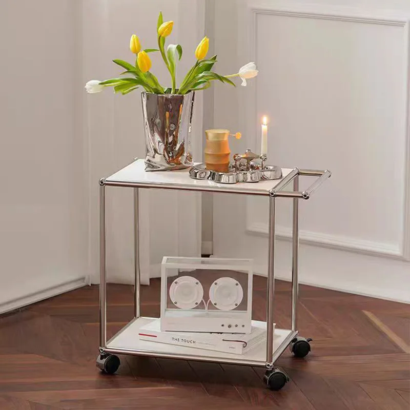 

Medieval small coffee table, sofa, metal edge table, living room shelf, modern minimalist stainless steel coffee table