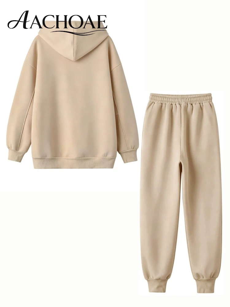 AACHOAE Women's Tracksuit Hooded Sweatshirt and Jogger Pants Set Casual Fleece Two Piece Set Hoodie Matching Set Co Ord Set view 2