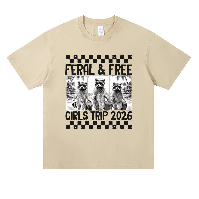Girls Trip 2026 Shirt Funny Raccoon T-Shirt Girl Vacation Weekend Matching Travel Shirts Friends Trip Tee