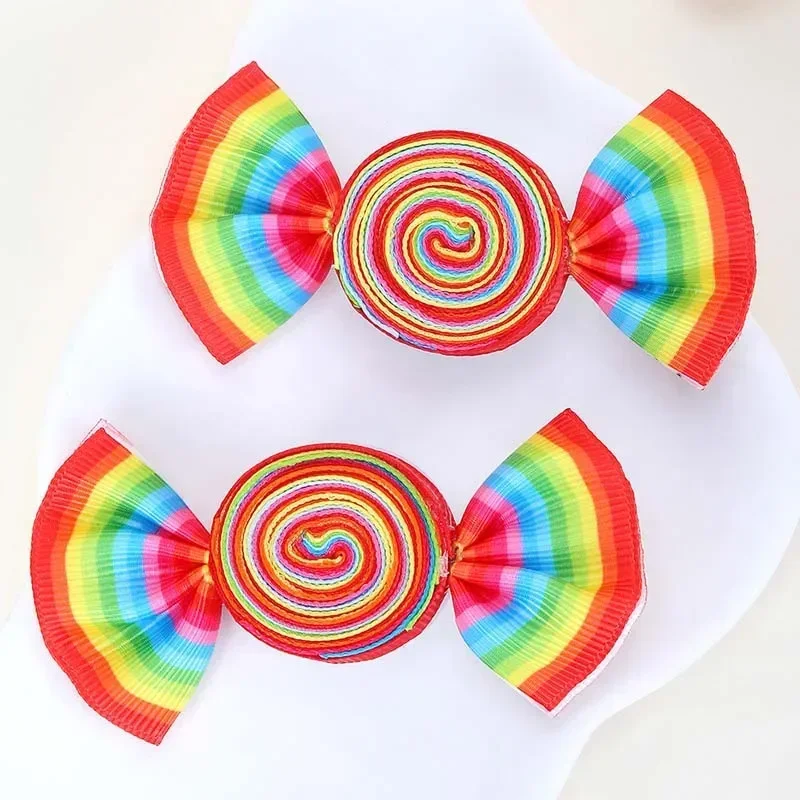 Oaoleer 2PCS Christmas Candy Hair Clips for Children Sweet Girls Candy Bow Hairpins Kids Barrettes Christmas Hair Accessories