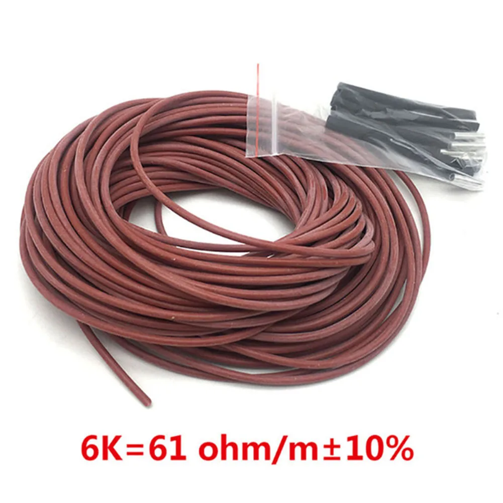 6K Heating Wire Floor Cable 20/30/50/100M 3000V 8UM-18UM Carbon Fiber Insulated Silicone Rubber High Energy Efficiency Tools