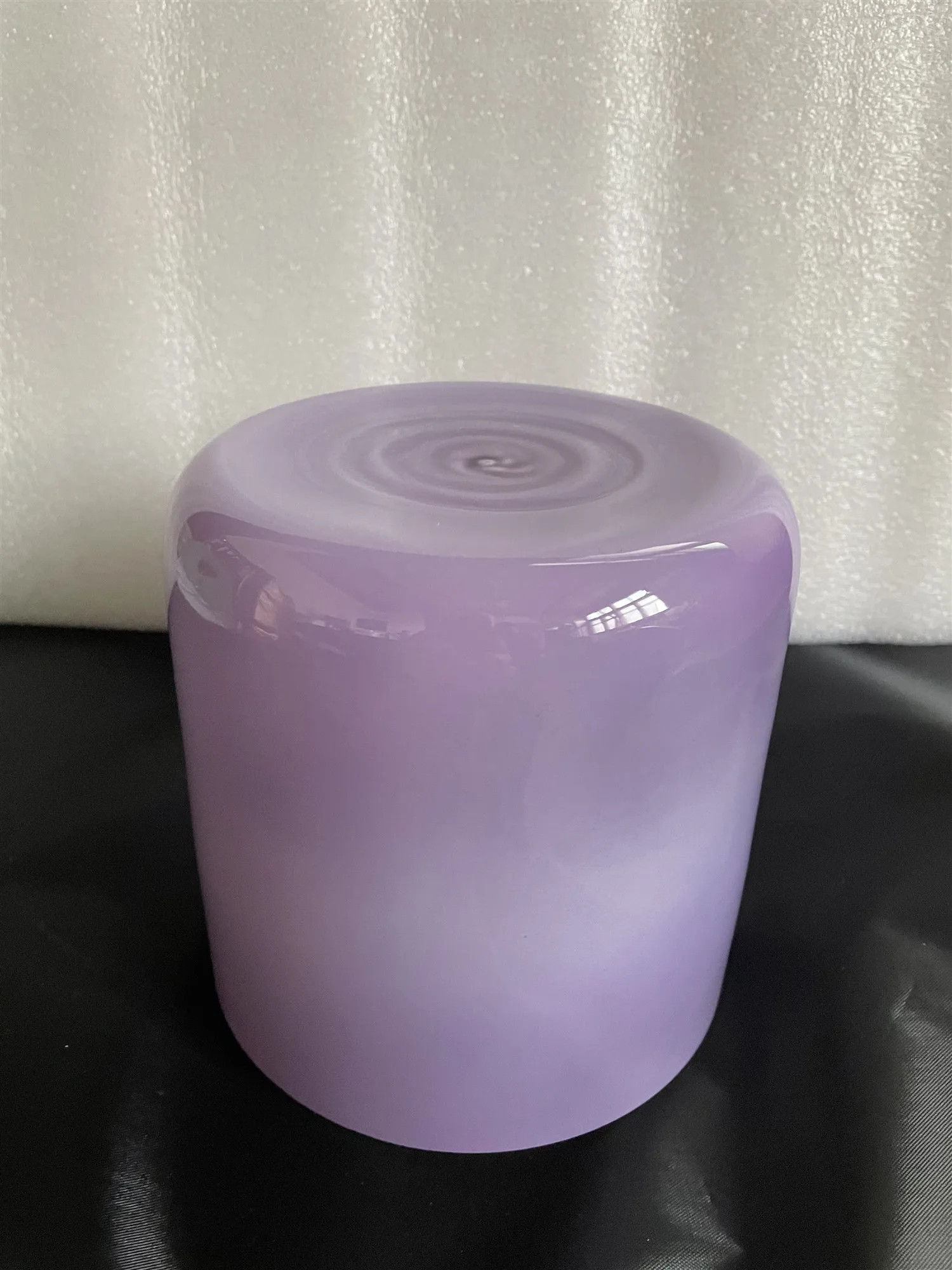 Pastel Purple crystal singing bowl 7inch straight high wall/flat bottom perfect pitch 432Hz for sound healing.