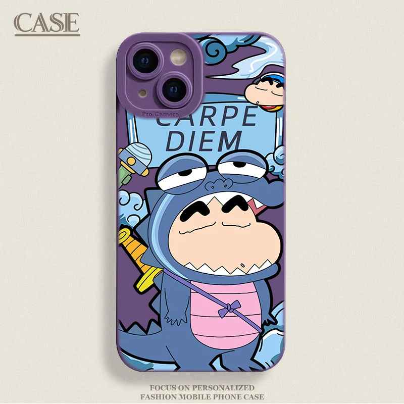 تلوين شين تشان حافظة من السيليكون حماية آيفون 15 14 13 12 11 برو ماكس بلس ملحقات الهاتف الواقية الصغيرة 7 8 XS XR X