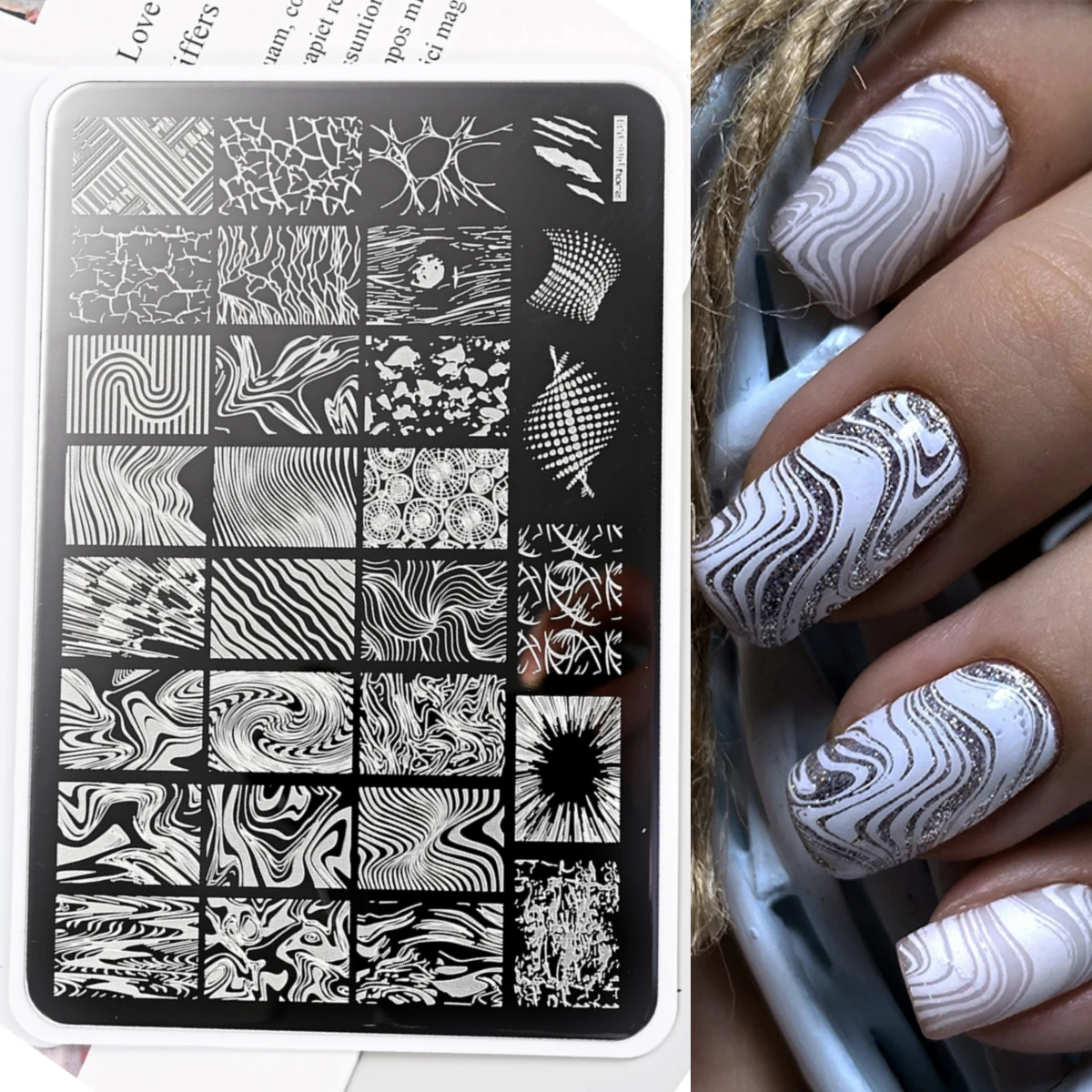 

Big Size Geometry Nail Stamping Plates Lines Animal Plus thicken Template Plate Mold Printing Plates Nail Art Stencil Stamp Tool