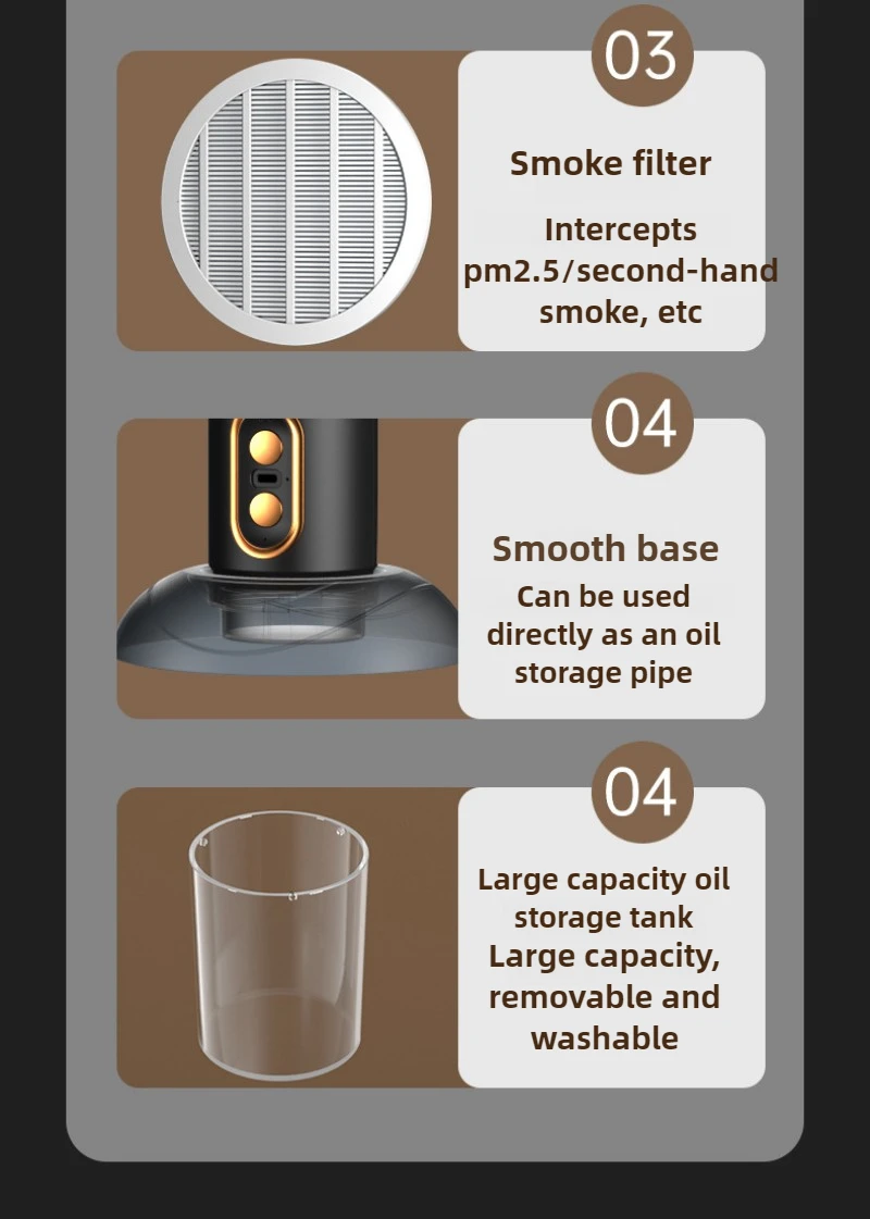 Household Desktop Range Hood Negative Ion Air Purification Oil Suction Exhaust Machine Removable and Washable Kitchen Extractor