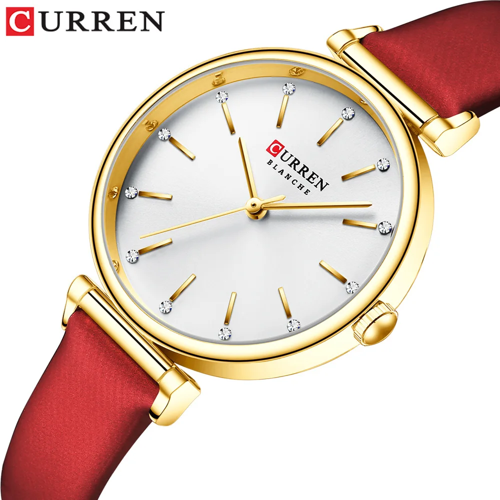 Fashion Curren Top Brand Simple Analog Vintage Style Quartz Luxury Ladies Dress Analog Clock Elegant Leather Strap Girl Watches