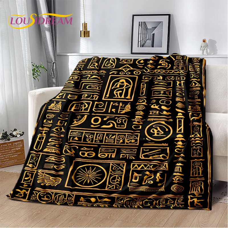 3D Ideographic Sign Symbols Ancient Egyptian Mythological Blanket,Soft Throw Blanket for Home Bedroom Bed Sofa Cover Blanket Kid