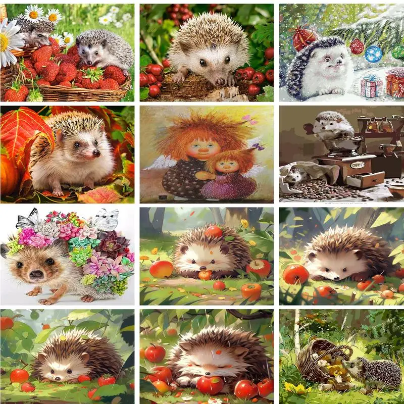 

GATYZTORY Framed Painting By Numbers Grass Hedgehog Animal Oil Paints For Home Decoration Artcraft Unique Diy Gift For Kids Adul