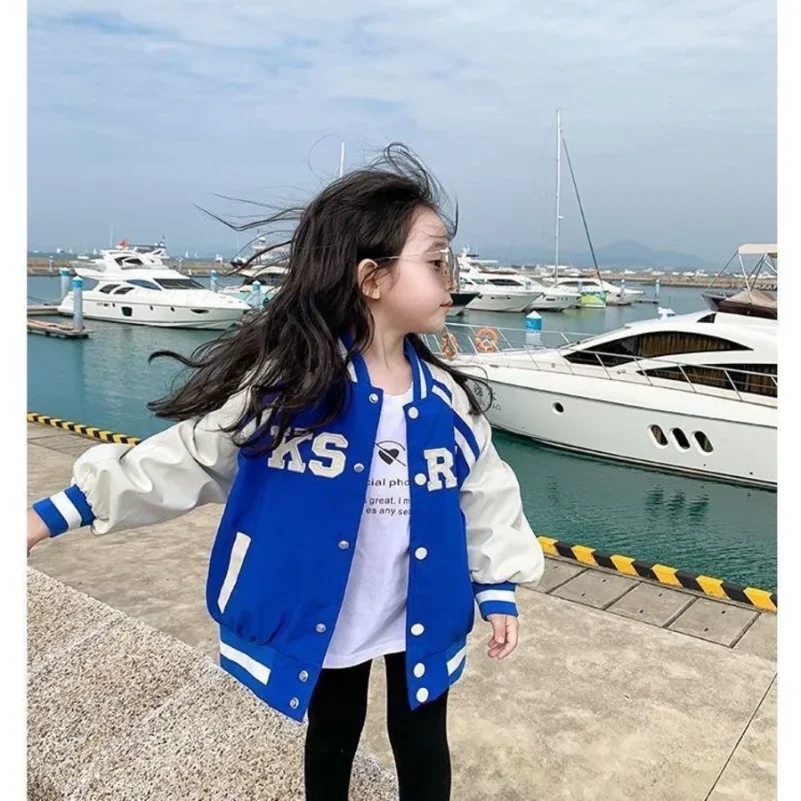 Spring Blue Baseball Jacket  Racing Coat Big Kids Teens Clothes for Teens Girls Boys Cardigan 4 To 10 Children Outwear Coats