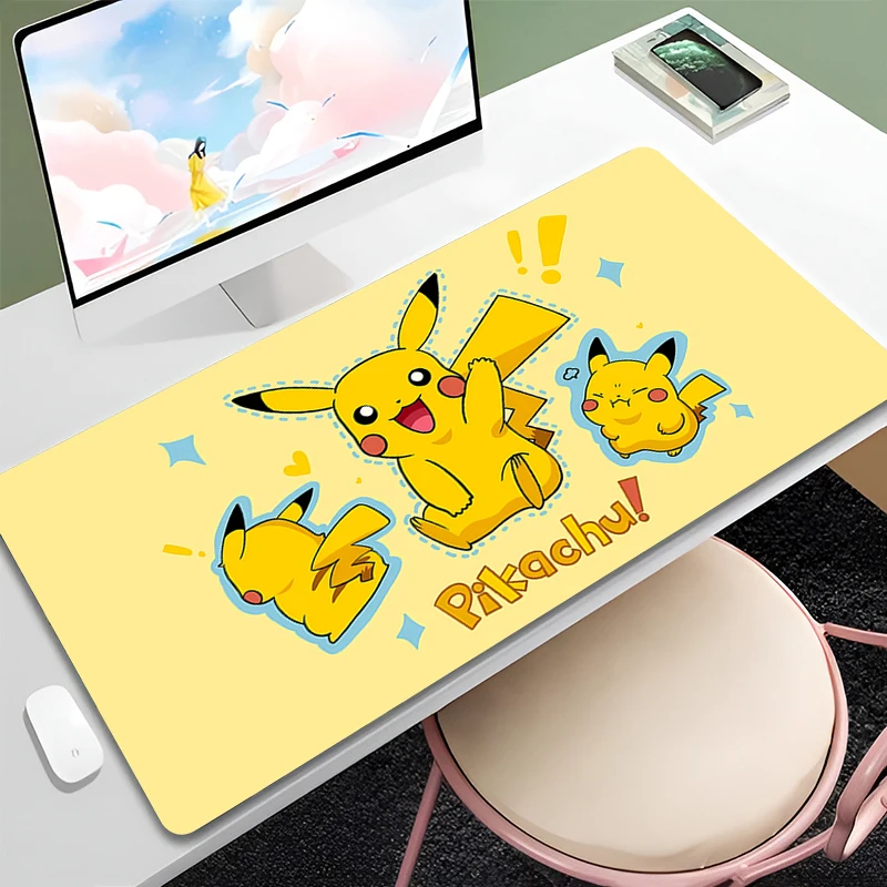 XXL 핫 애니메이션 피카츄 마우스패드 귀여운 사무실 고무 책상 매트 귀여운 키보드 액세서리 미끄럼 방지 마우스 패드 맞춤형 게이머 카펫