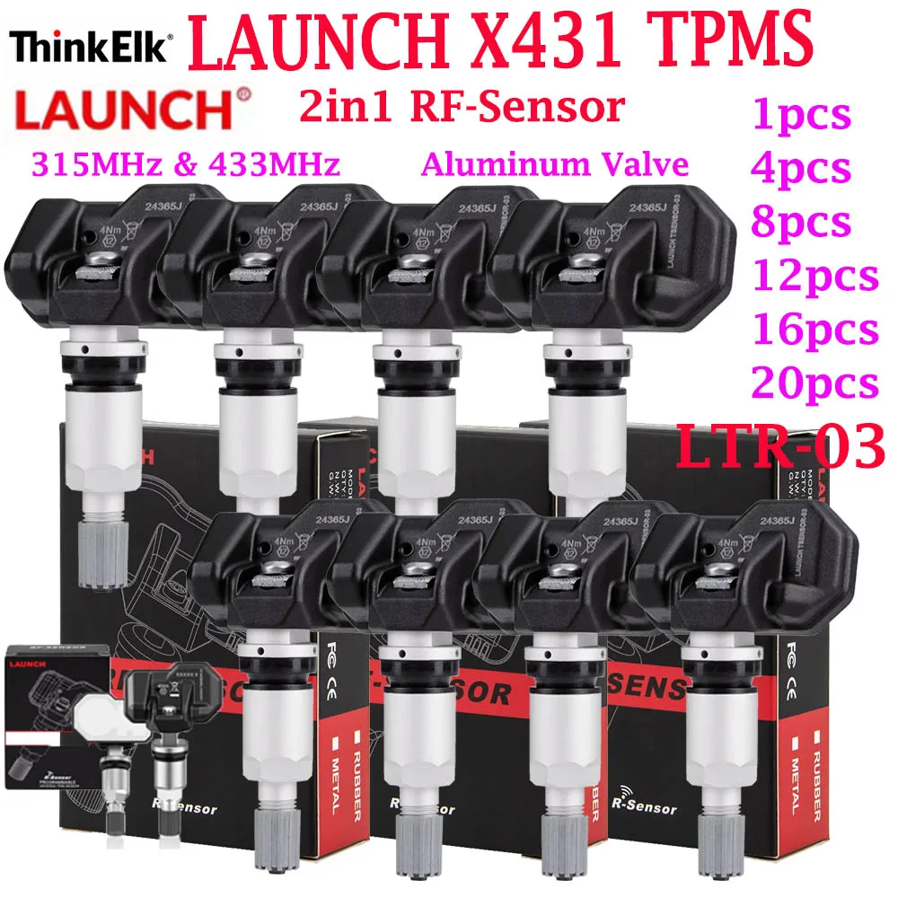 LAUNCH X431 2 in 1 RF-SENSOR LTR-03 Tire pressure tool Car Tire Pressure Aluminum Valve 315MHz & 433MHz Unlimited Programming