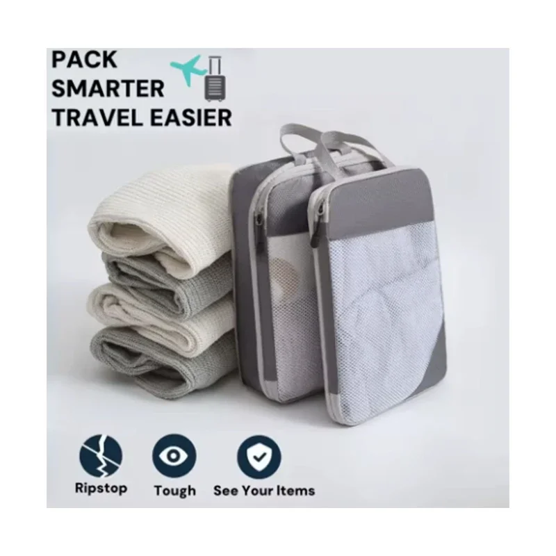 3pcs Travel Compression Bags Clothing Storage Bag Lightweight Travel Organizer Cubes Multifunctional Travel Essentials view 2