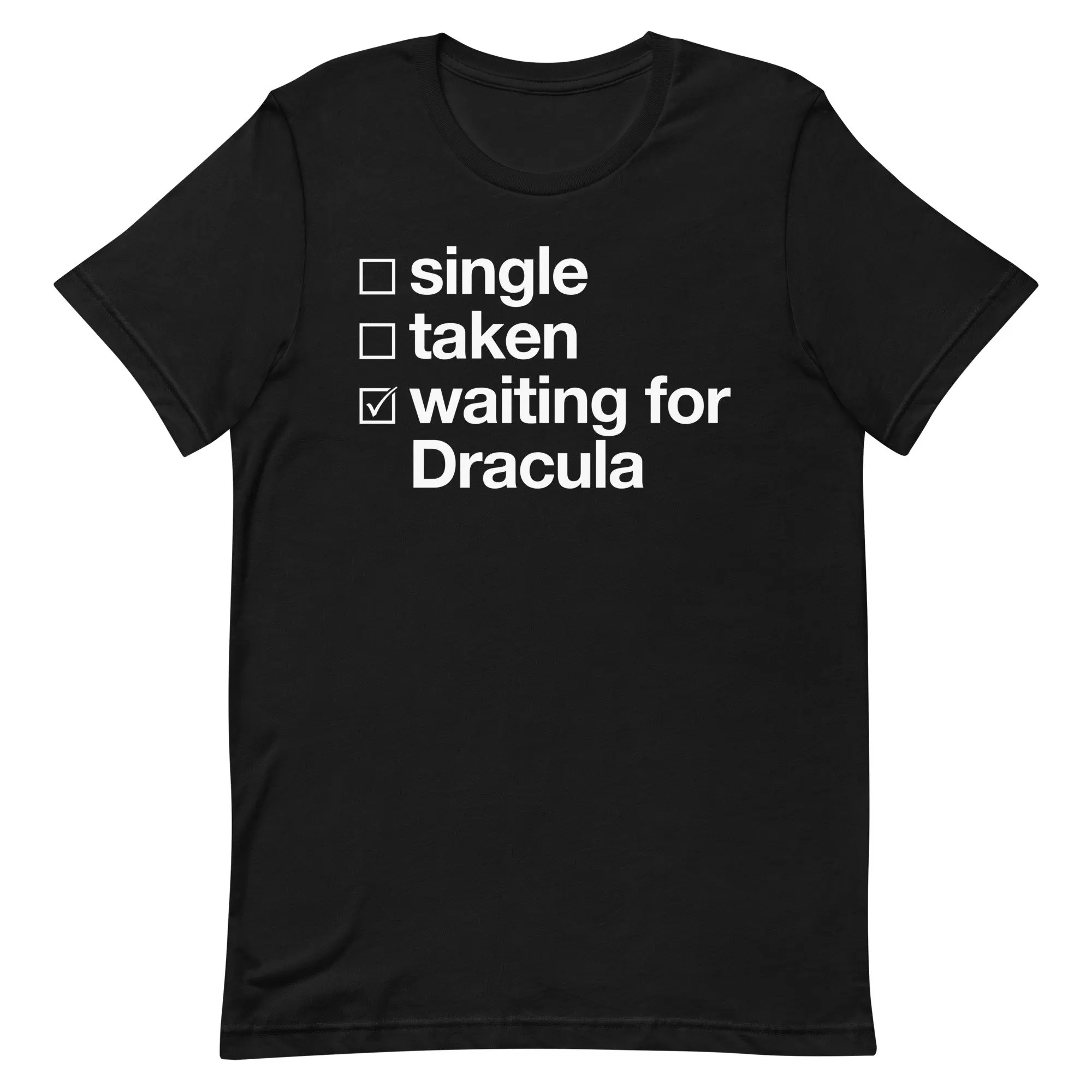 

Dracula Funny Vampire T Shirt Classic Horror Movie Helvetica Font Names