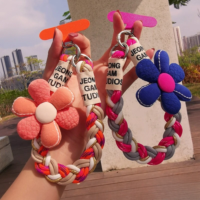

Цветочный тканый ремешок для телефона на запястье, короткий прочный ремешок для путешествий на открытом воздухе