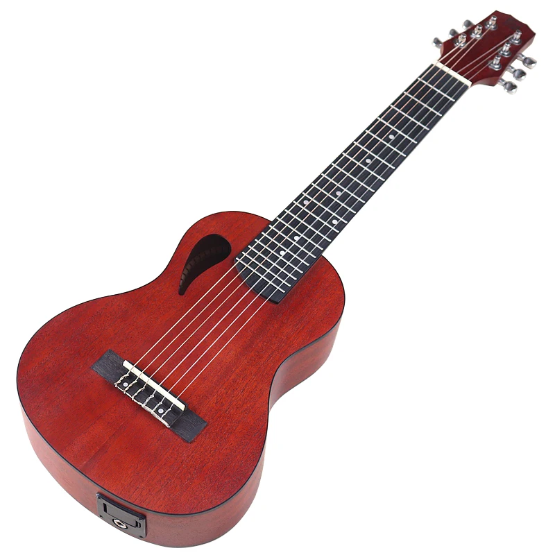 30 Inches Guitalele Guilele 6 Strings Mini Electric Guitarlele Brown Sapele Body Acoustic Guitars Ukulele Travel Guitar