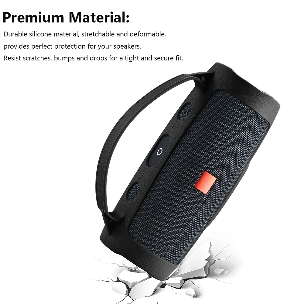 Custodia protettiva in silicone con cinturino Moschettone Copertura per altoparlante Altoparlanti portatili Custodia antigraffio per JBL Charge Essential 2