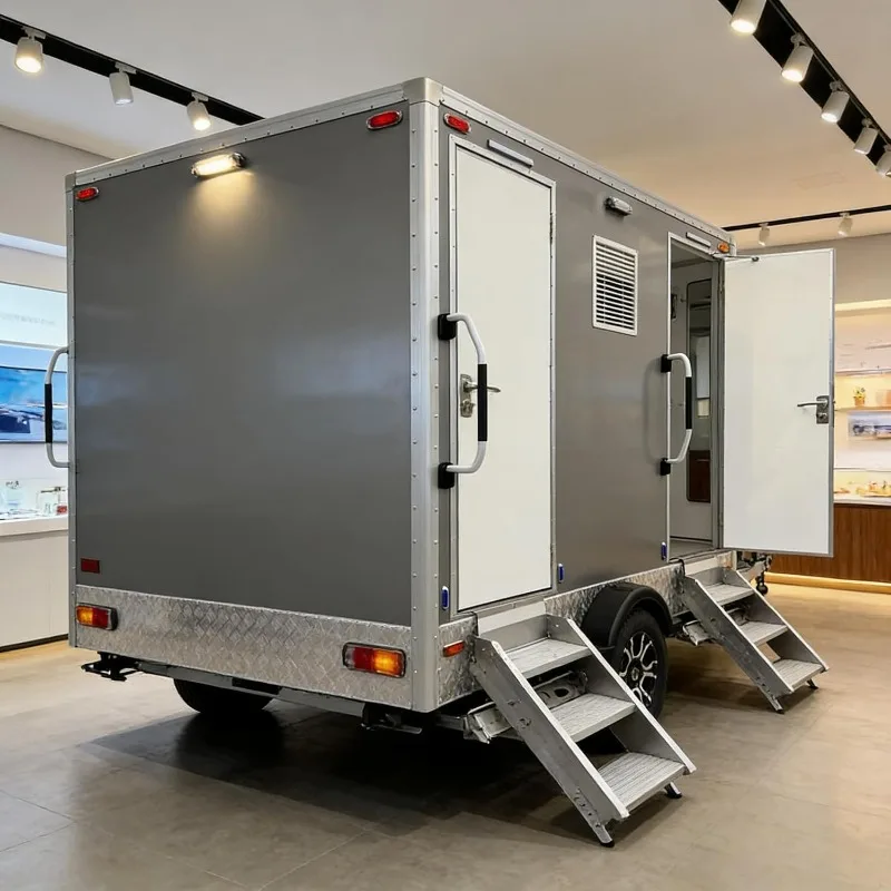 ADA Shower Trailer Restroom Mobile, Luxury Portable Toilet with Heat Blower, for Construction Weddings Film Sets