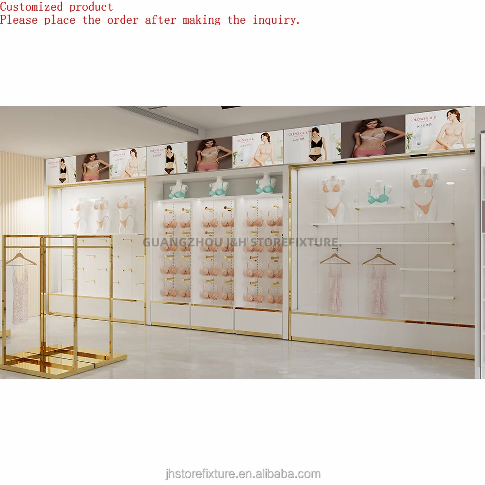 

Lingerie Store Interior Design Display Shelf Set with Led Board Custom logo Underwear Display Rack Retail