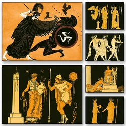 Vintage Abstract Ancient Greek Mythology Ancient Life  Art Poster Canvas Painting Wall Prints Picture for Living Room Home Decor