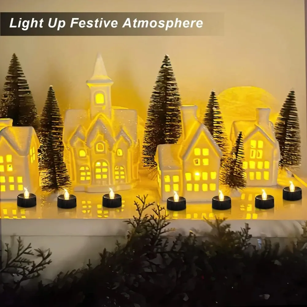 12Pcs Black LED Candle Lamp Battery Operated Tea Light Flameless Fake Electronic Candle For Halloween Xmas Party Decoration image 3