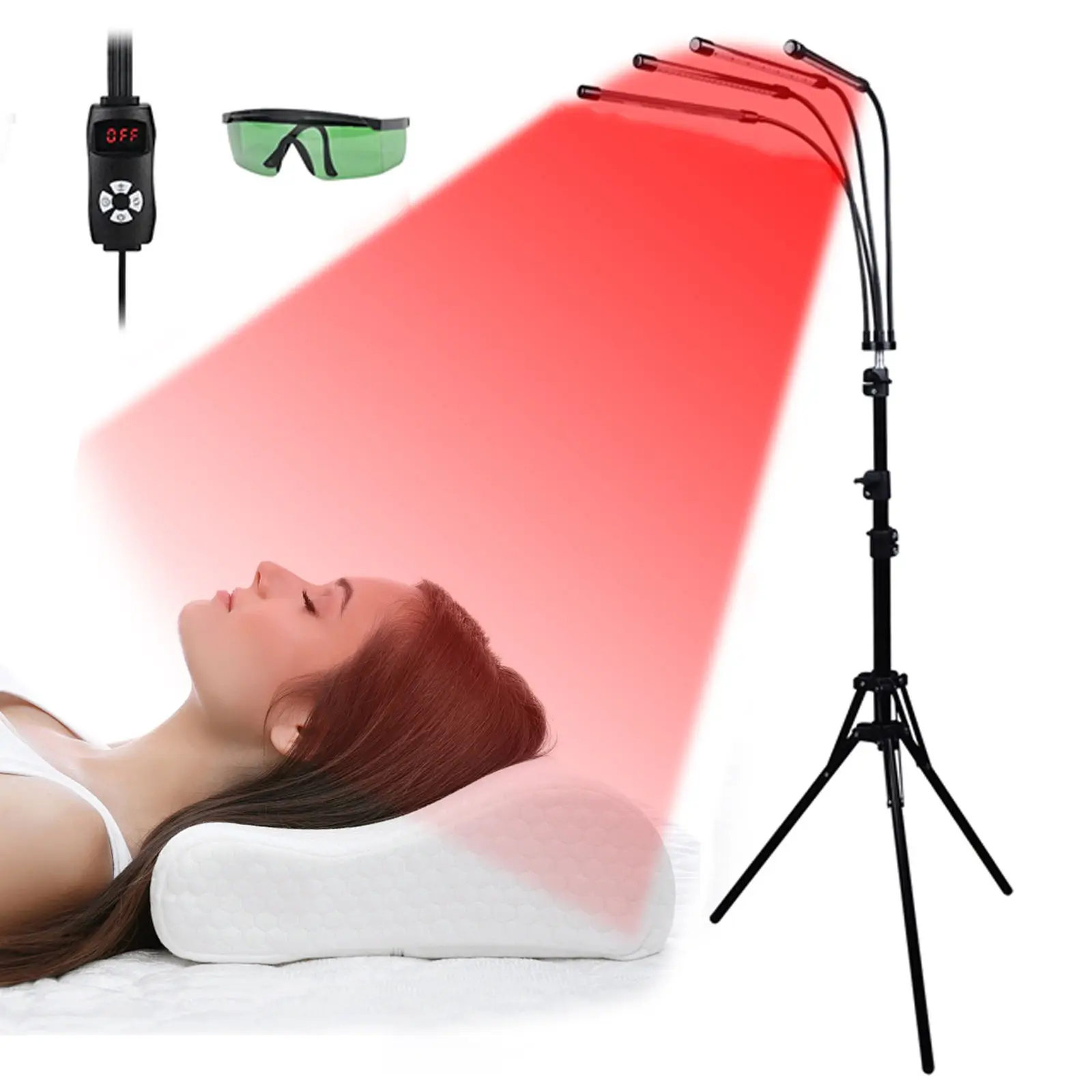 Red Light Therapy Lamp with Stand Timer LED 660&850 nm Near Infrared Light Device for Relief Muscle Joint Pain Facial Skin Care