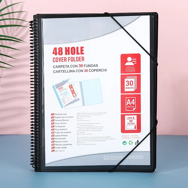 A4 Page 20/30/40 48 Hole Coil Rope Binding Information Book Student Exam Paper Office Stationery Supplies File Folders Organizer