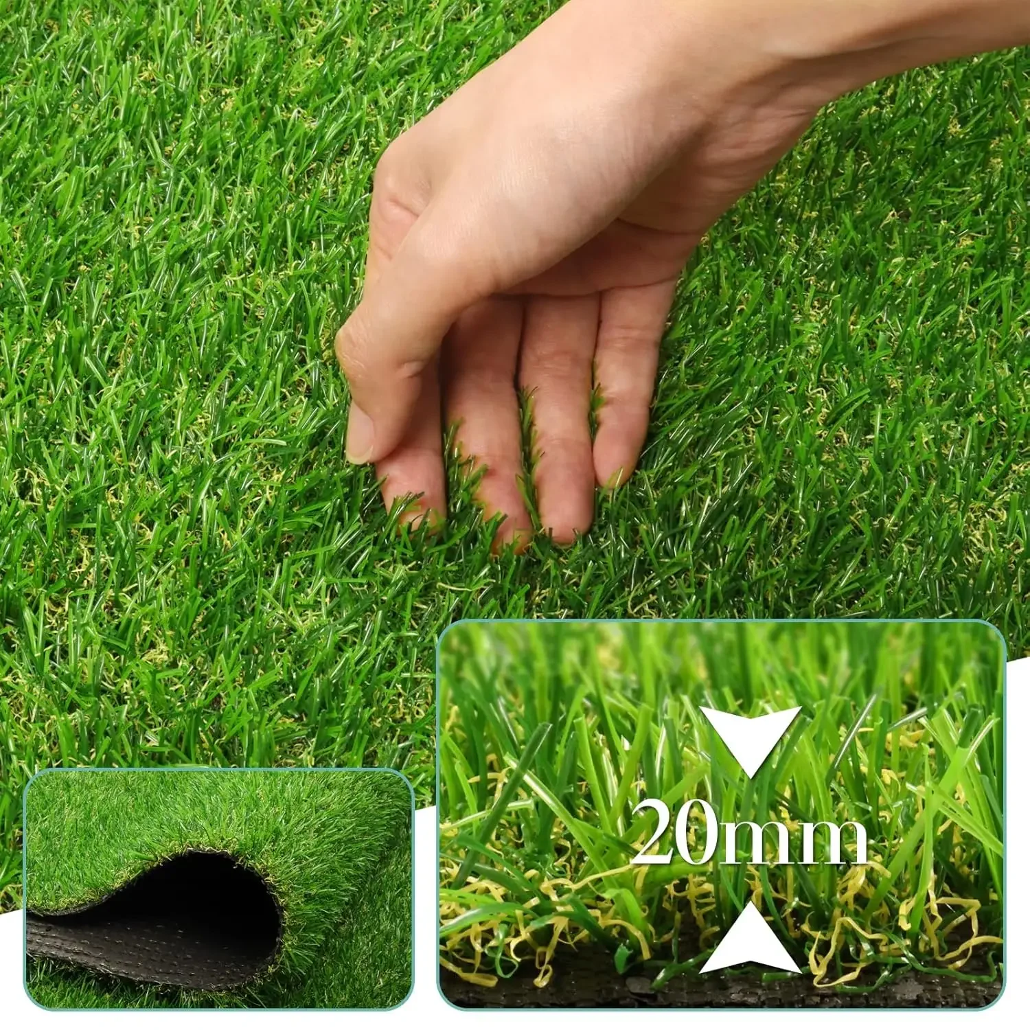 4x25 FT Artificial Grass Rug 0.8 Inch Pile Drainage Rubber Backing Turf Carpet for Garden Patio Balcony Lawn