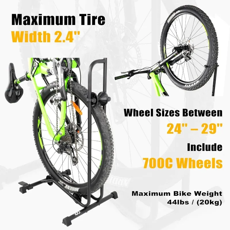 Upright Bike Stand Floor - Vertical & Horizontal Bicycle Stand Bicycle Storage - Safe & Secure Bike Storage Rack - for Wheels