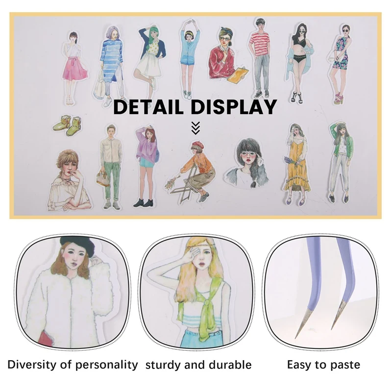 New People Stickers For Journaling Scrapbooking,Urban Fashion Girl Scrapbook Sticker For Junk Journal Supplies Kit