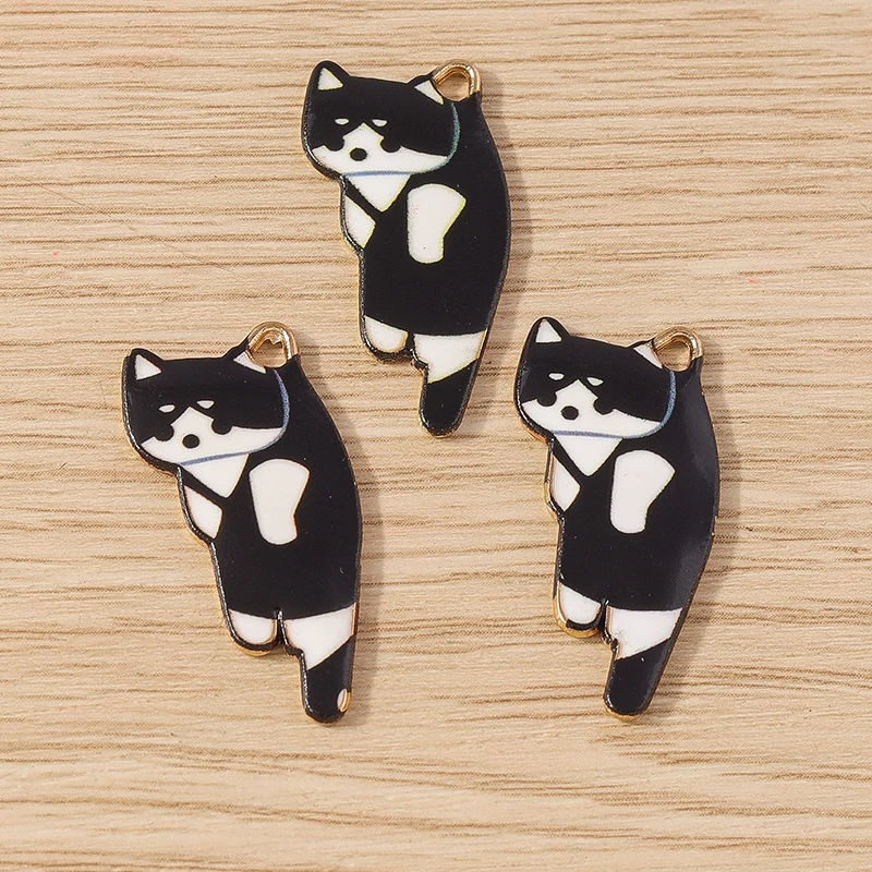10 Stück 14x29mm Cartoon Tier Charms Emaille Katze Charms Anhänger für Schmuckherstellung Halsketten Ohrringe Armbänder DIY Handwerk Versorgung – Detail 6