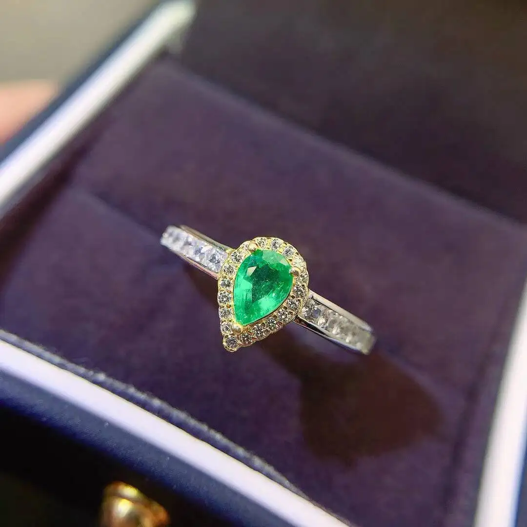 KJJEAXCMY New Jewelry Natural Women's Emerald Ring 925 silver inlay Colorful and splendid High clarity supports detection