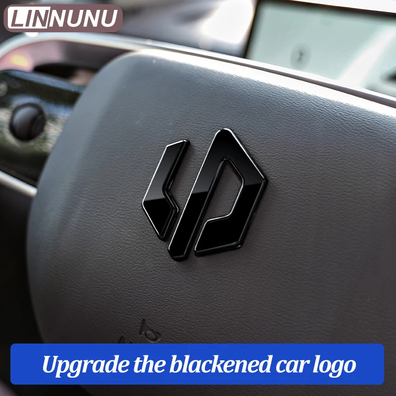 Linnunu Fit for Leapmotor C10 Car Exterior Decoration Parts, Front Car Logo Blackened Steering Wheel Decorative Stickers, Wheel Hub Front and Tail Logo Blackened Decorative Stickers, Car Logo Stickers, Car Accessories