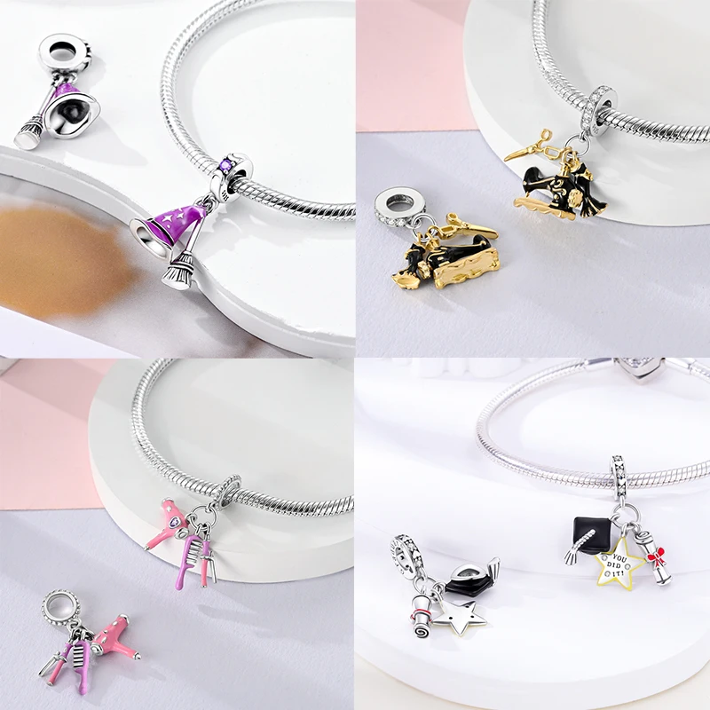 925 Sterling Silver Job Series Charms Ballet Beads Doctor Pendant For Women Silver Gift Fit Original Bangle Bracelet DIY Jewelry