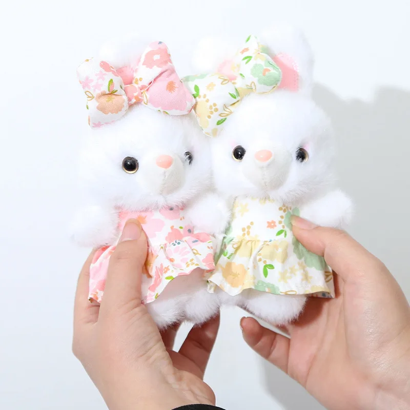 Jouet en peluche de lapin de simulation de jupe de fleur, pendentif mignon, porte-clés en peluche, beurre doux, cadeau moelleux