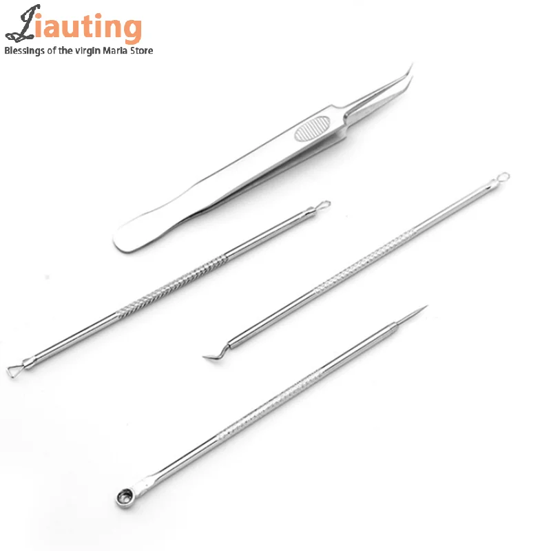 4Pcs/set Blackhead Remover Tweezer Pimple Ingrown Clip Acn Black Dots Remov Beauty Salon Face Skin Care Tool