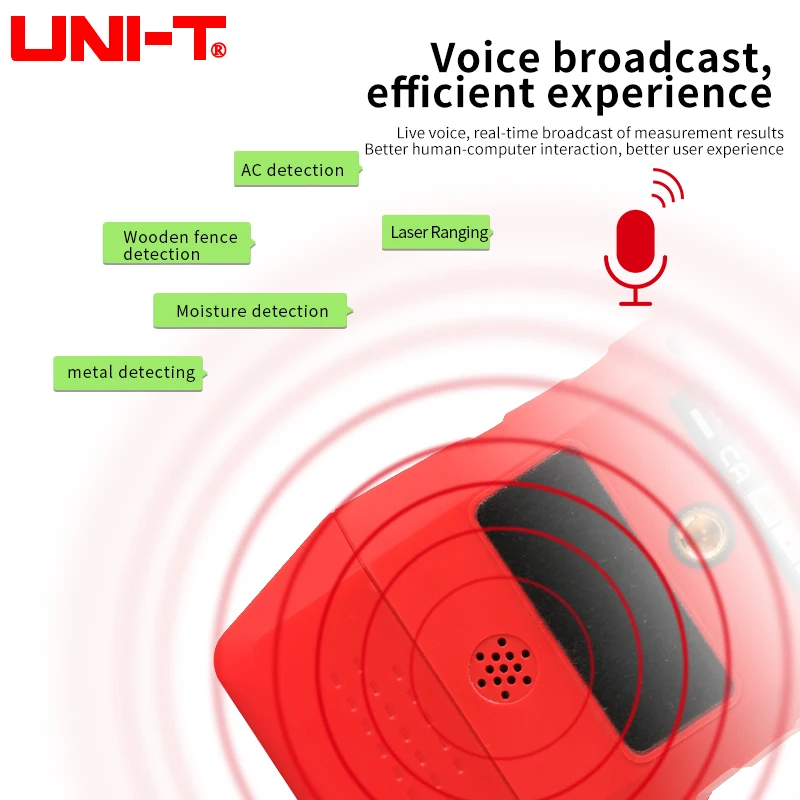 Imagem -03 - Uni-t-multifuncional Detector de Metais Scanners de Parede Telêmetro Madeira Tensão ac Live Wire Stud Finder Medidor Tester Ut387lm em 1