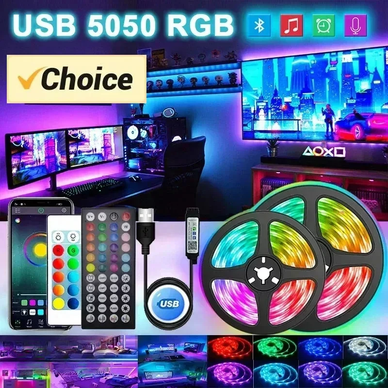 Imagem -02 - Led Strip Rgb Fancy Lights Tiras tv Backlight Fita Ambilight Decoração do Quarto do Jogo Lâmpadas de Controle Bluetooth App Lâmpadas Usb