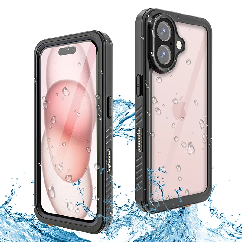 

IP68 Waterproof Transparent Case for iPhone 16 Pro Max 16 15 Plus All-inchusive Protection Underwater Swimming Touch Screen Case