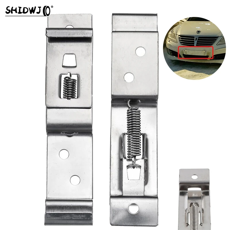 

2pcs/set Rectangular Car License Plate Spring Loaded Stainless Steel Bracket Cars Frame Holder Clamps Trailer Number Plate Clips