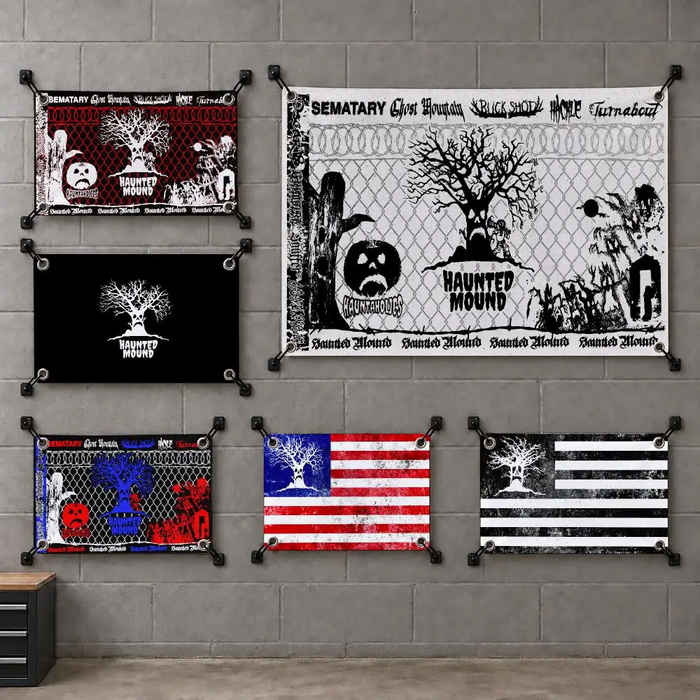 H-Haunted Mound Rap Hip-hop Flags Bedroom House Living Room Dorm Outdoor Party Wall Hanging Background Banner Decor
