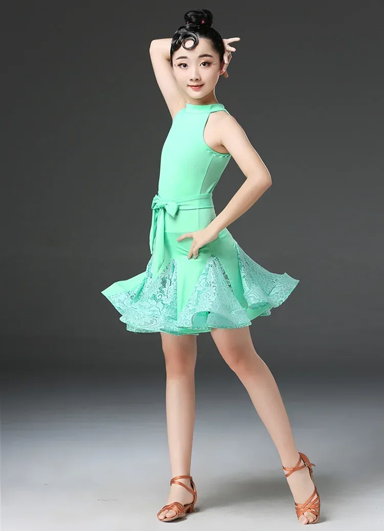 Girl Latin Dance Dress for Children Girls Competition Ballroom Kids Tango Salsa Dancewear Practice Wear Cha Cha